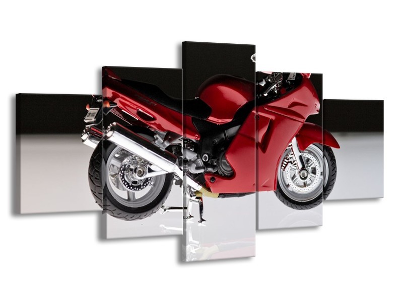 Glas schilderij Motor | Rood, Zwart, Wit | 150x80cm 5Luik