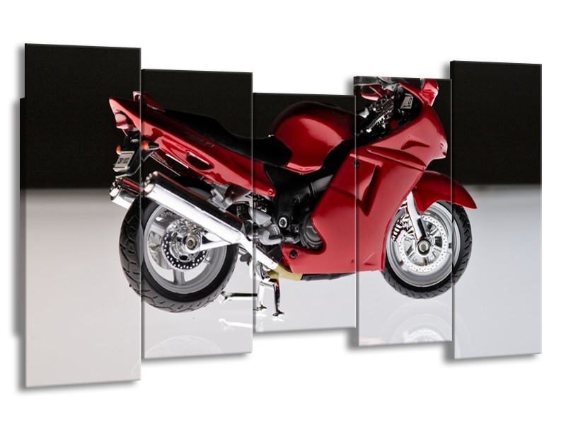 Glas schilderij Motor | Rood, Zwart, Wit | 150x80cm 5Luik