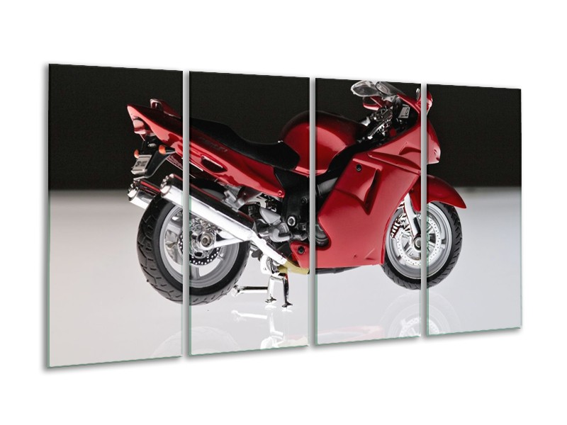 Glas schilderij Motor | Rood, Zwart, Wit | 160x80cm 4Luik
