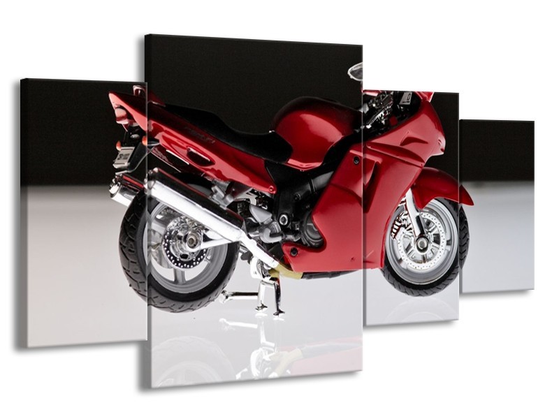 Glas schilderij Motor | Rood, Zwart, Wit | 160x90cm 4Luik