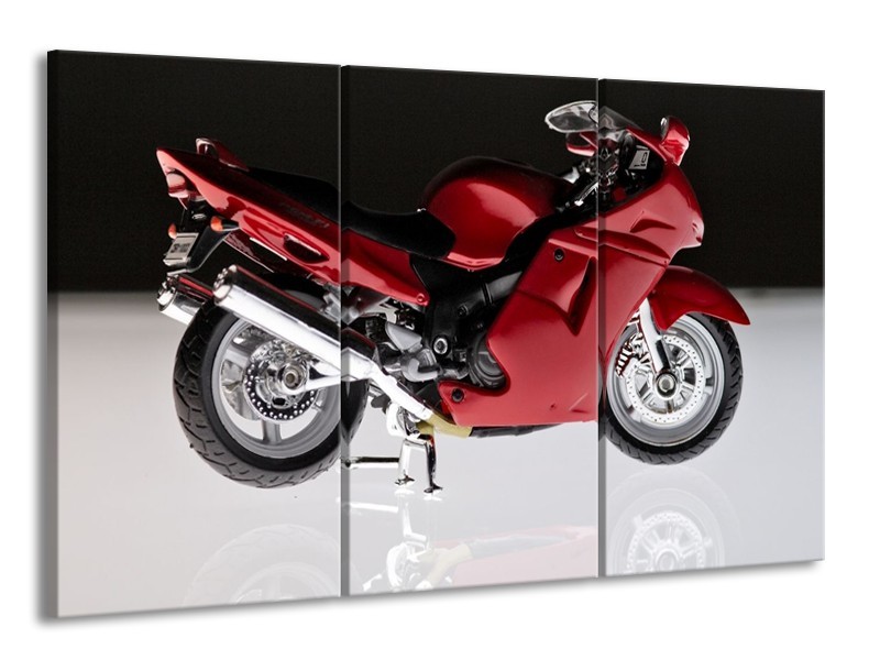 Glas schilderij Motor | Rood, Zwart, Wit | 165x100cm 3Luik