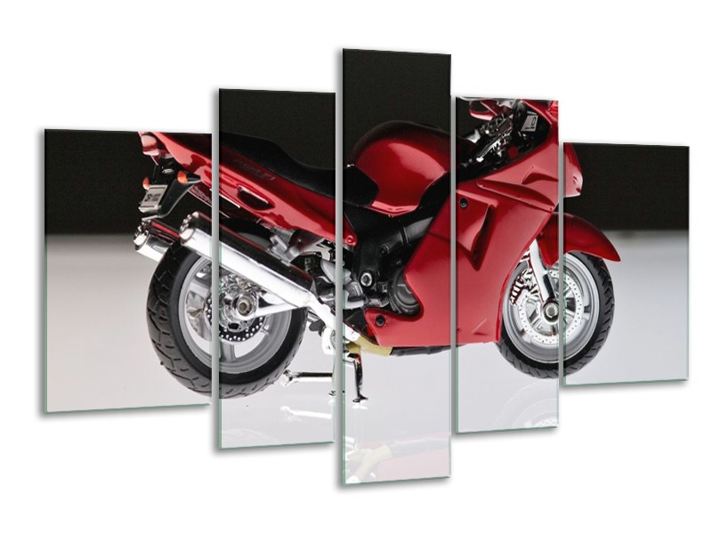 Glas schilderij Motor | Rood, Zwart, Wit | 170x100cm 5Luik