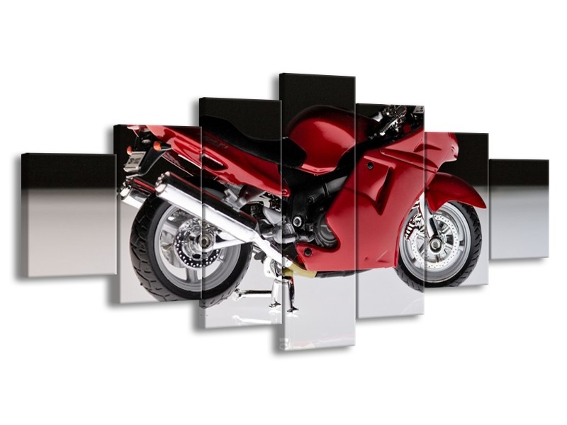 Glas schilderij Motor | Rood, Zwart, Wit | 210x100cm 7Luik