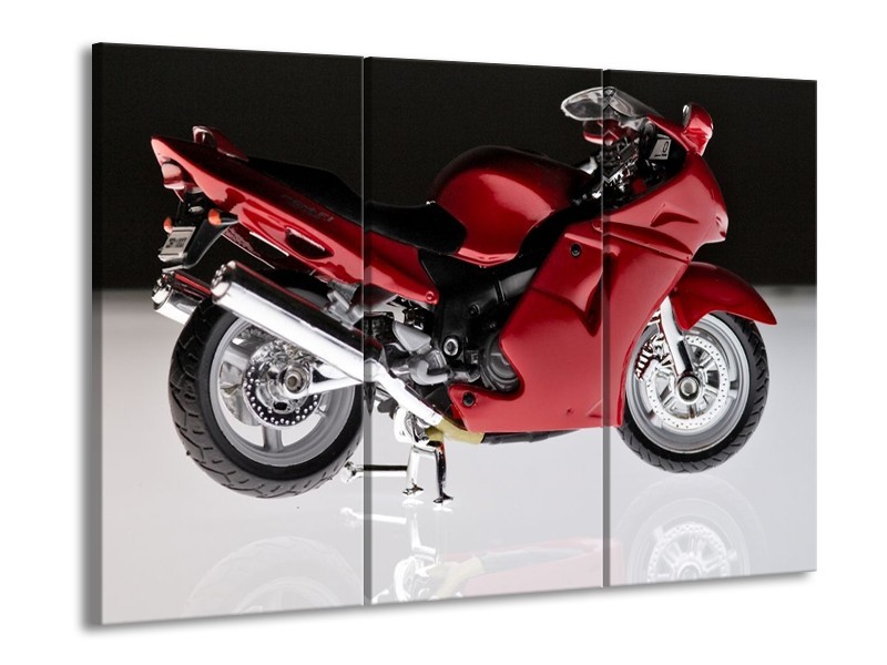 Glas schilderij Motor | Rood, Zwart, Wit | 90x60cm 3Luik