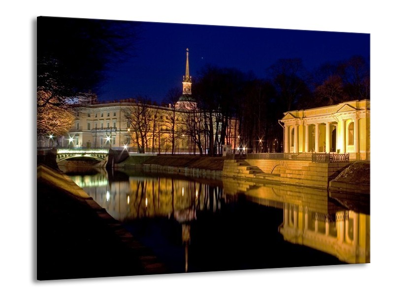 Canvas schilderij Stad | Geel, Zwart, Bruin | 100x70cm 1Luik