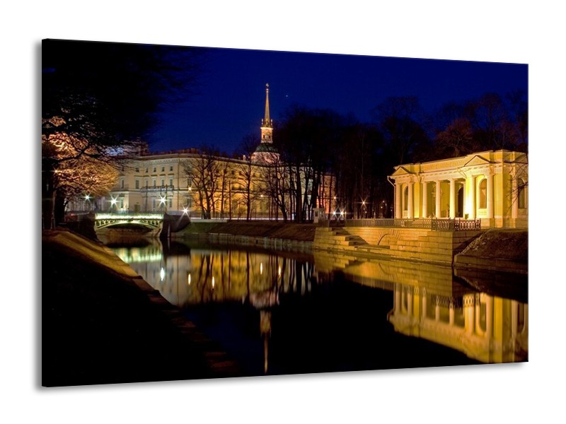 Canvas schilderij Stad | Geel, Zwart, Bruin | 140x90cm 1Luik