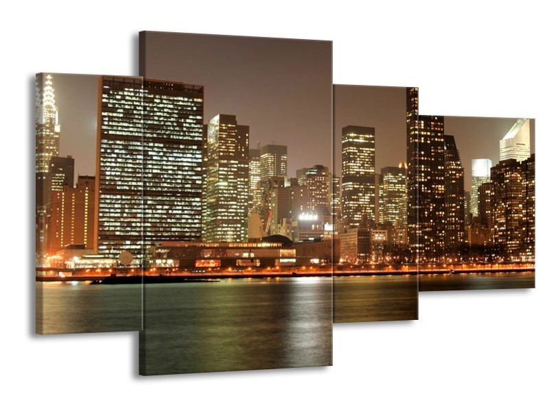 Canvas schilderij Steden | Bruin, Wit, Groen | 120x75cm 4Luik