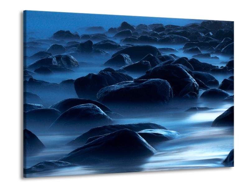 Canvas schilderij Stenen | Zwart, Blauw, Grijs | 100x70cm 1Luik