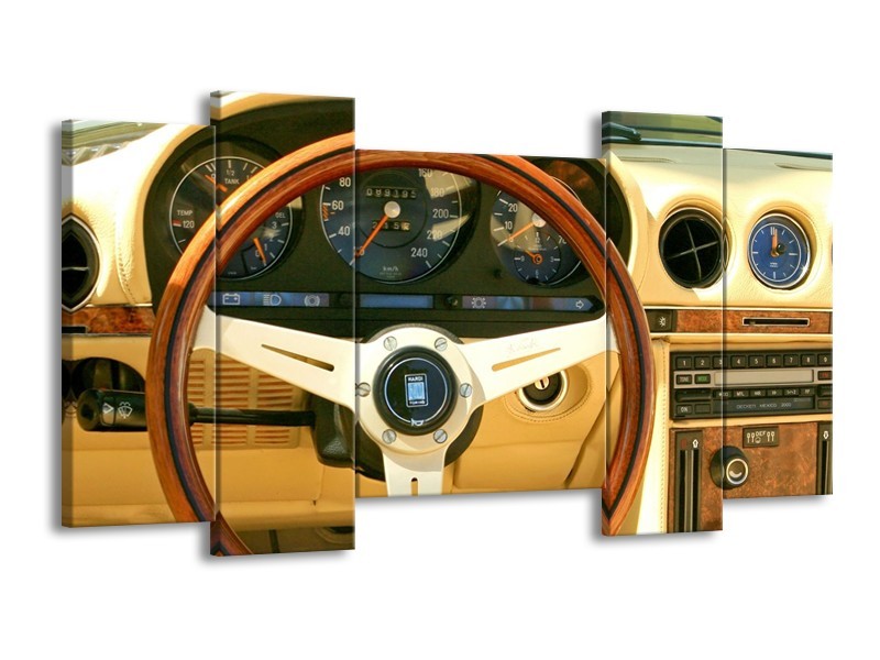 Glas schilderij Auto | Geel, Bruin, Zwart | 120x65cm 5Luik