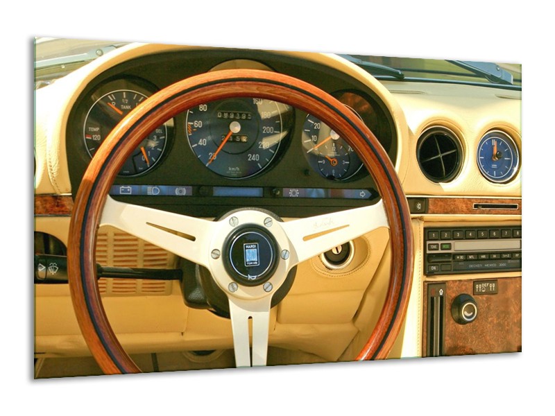 Glas schilderij Auto | Geel, Bruin, Zwart | 120x70cm 1Luik