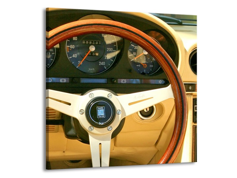 Glas schilderij Auto | Geel, Bruin, Zwart | 50x50cm 1Luik