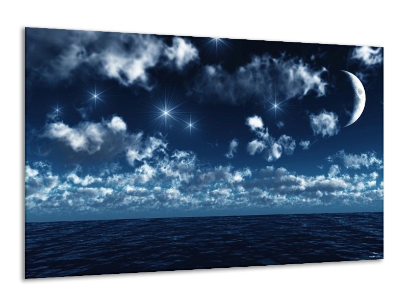 Canvas schilderij Sterren | Blauw, Wit, Zwart | 120x70cm 1Luik