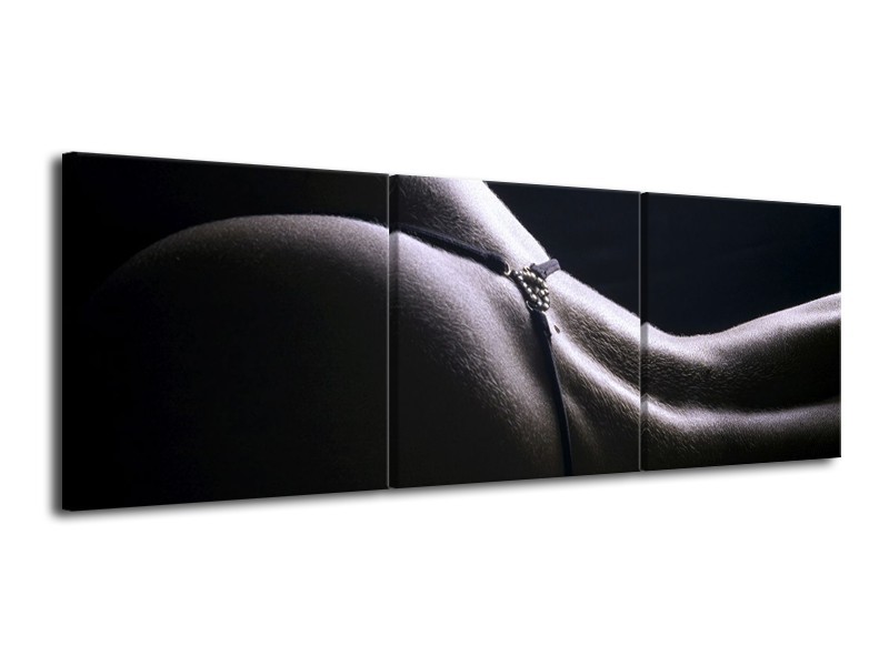 Canvas schilderij Billen | Grijs, Wit, Zwart | 120x40cm 3Luik