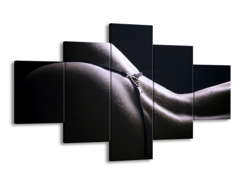 Canvas schilderij Billen | Grijs, Wit, Zwart | 125x70cm 5Luik