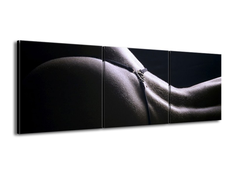 Canvas schilderij Billen | Grijs, Wit, Zwart | 150x50cm 3Luik