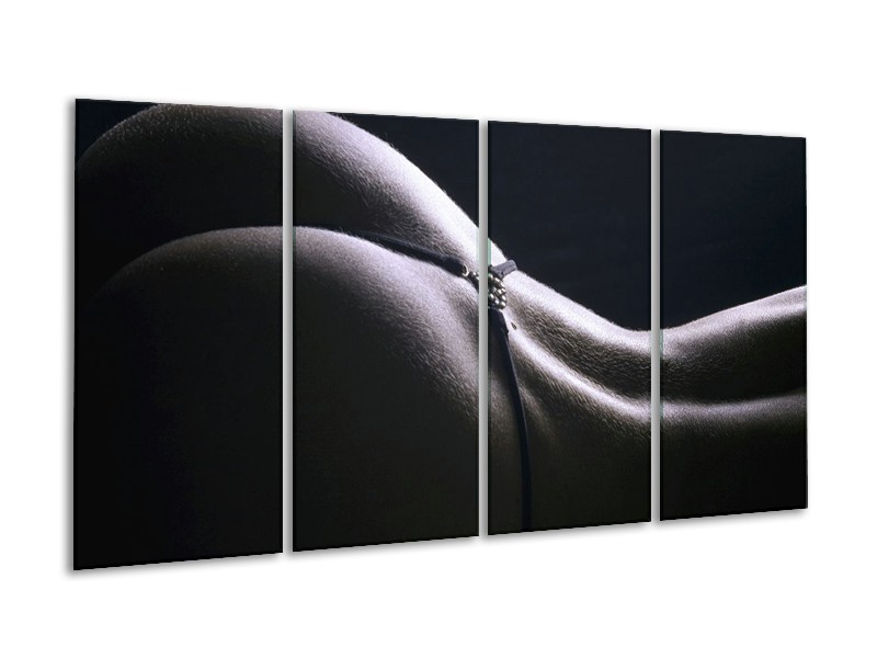 Canvas schilderij Billen | Grijs, Wit, Zwart | 160x80cm 4Luik