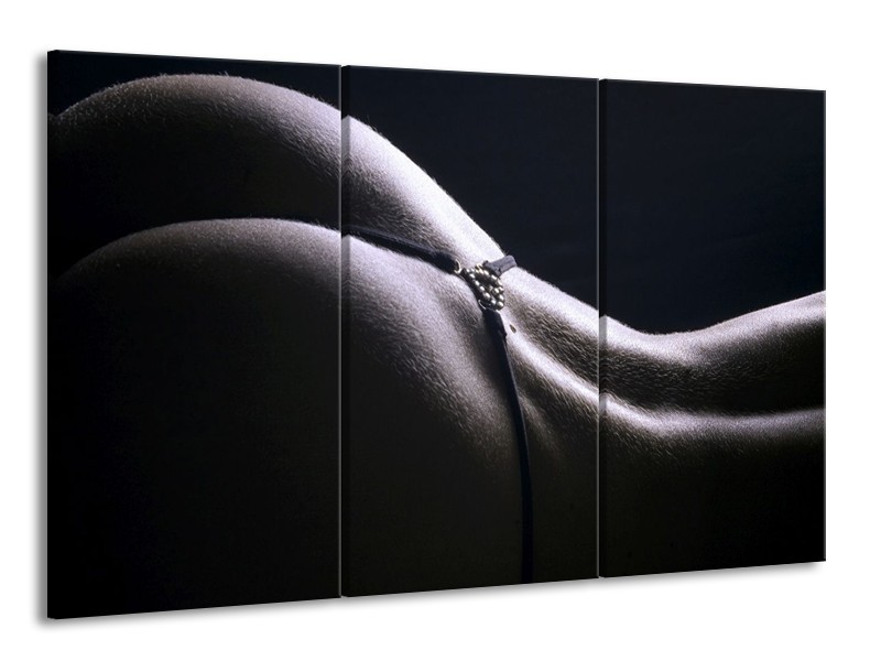 Canvas schilderij Billen | Grijs, Wit, Zwart | 165x100cm 3Luik