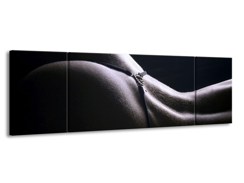 Canvas schilderij Billen | Grijs, Wit, Zwart | 170x50cm 3Luik