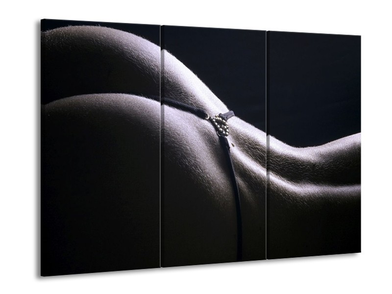 Glas schilderij Billen | Grijs, Wit, Zwart | 90x60cm 3Luik