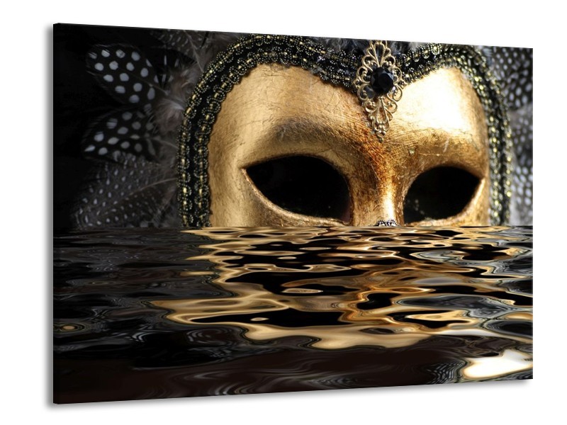 Canvas schilderij Masker | Goud, Zilver, Grijs | 100x70cm 1Luik