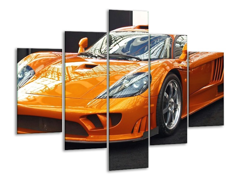 Glas schilderij Auto | Oranje, Grijs, Wit | 100x70cm 5Luik