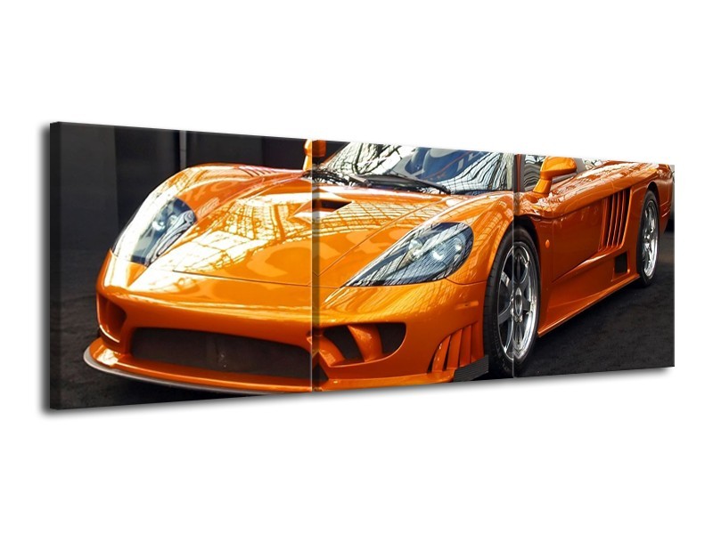 Glas schilderij Auto | Oranje, Grijs, Wit | 120x40cm 3Luik