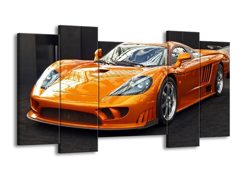 Glas schilderij Auto | Oranje, Grijs, Wit | 120x65cm 5Luik