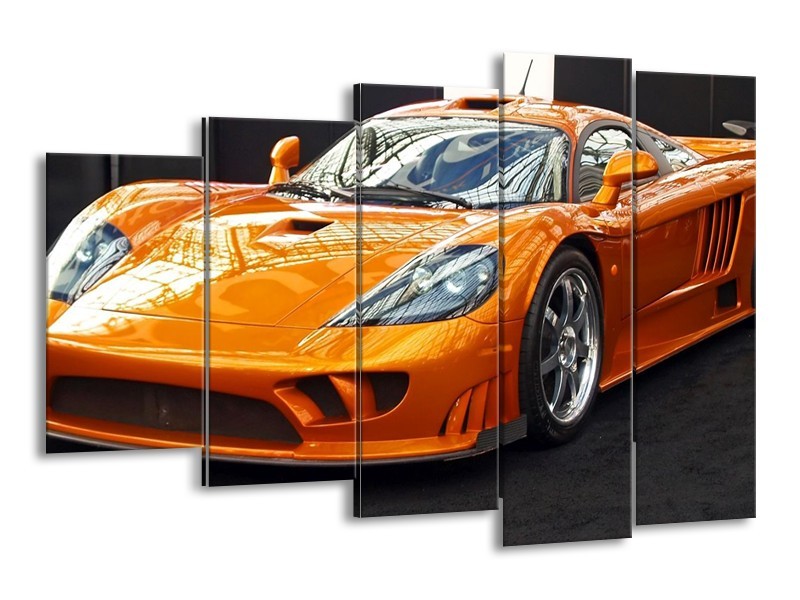 Glas schilderij Auto | Oranje, Grijs, Wit | 150x100cm 5Luik