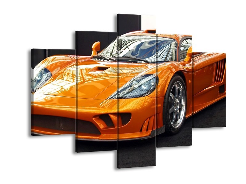 Glas schilderij Auto | Oranje, Grijs, Wit | 150x105cm 5Luik