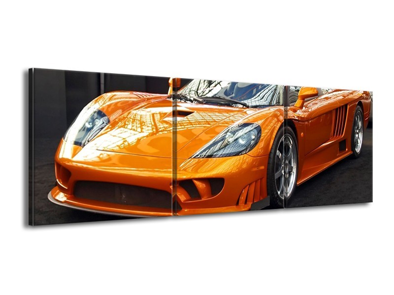 Glas schilderij Auto | Oranje, Grijs, Wit | 150x50cm 3Luik