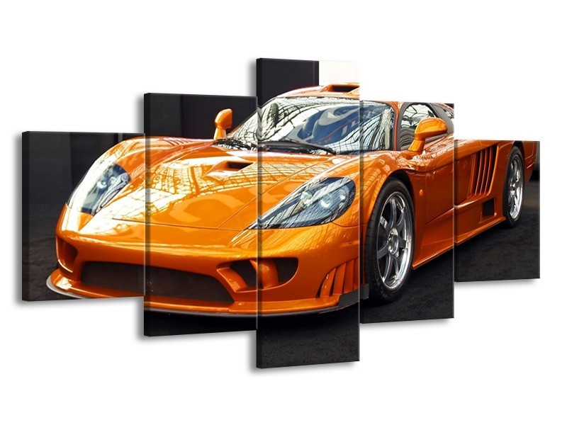 Glas schilderij Auto | Oranje, Grijs, Wit | 150x80cm 5Luik