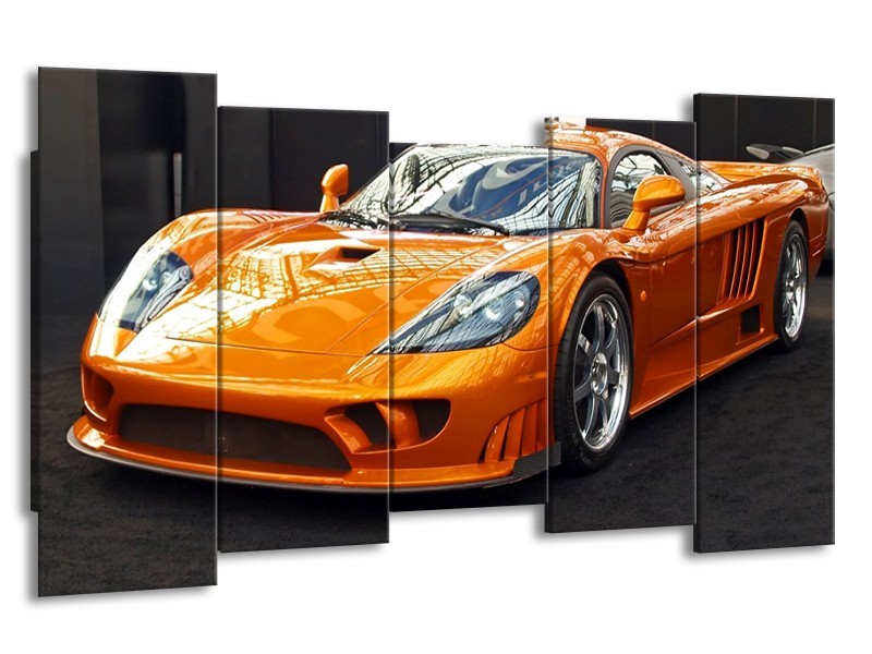 Glas schilderij Auto | Oranje, Grijs, Wit | 150x80cm 5Luik