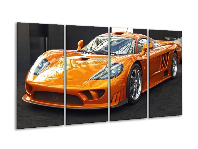 Glas schilderij Auto | Oranje, Grijs, Wit | 160x80cm 4Luik