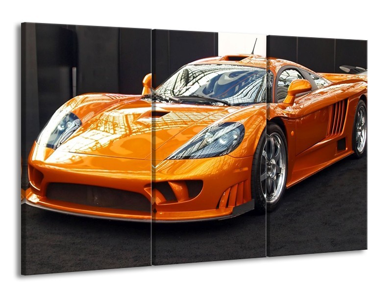 Glas schilderij Auto | Oranje, Grijs, Wit | 165x100cm 3Luik