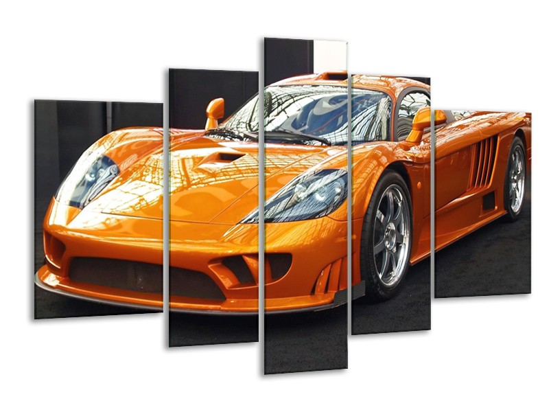 Glas schilderij Auto | Oranje, Grijs, Wit | 170x100cm 5Luik