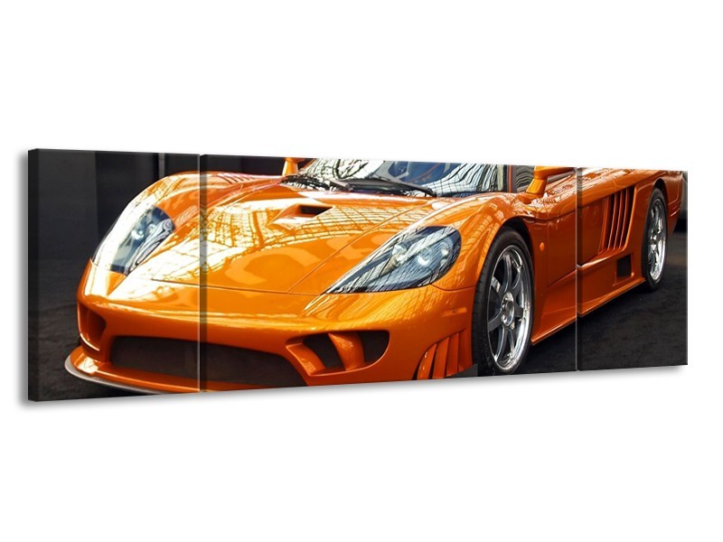 Glas schilderij Auto | Oranje, Grijs, Wit | 170x50cm 3Luik