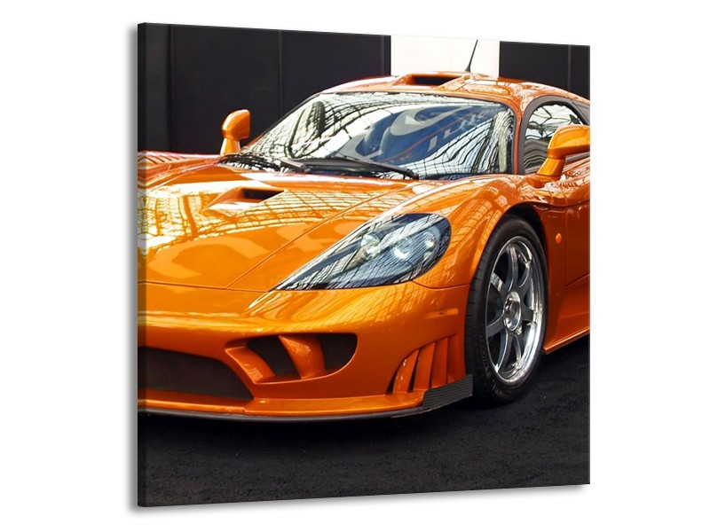 Glas schilderij Auto | Oranje, Grijs, Wit | 50x50cm 1Luik