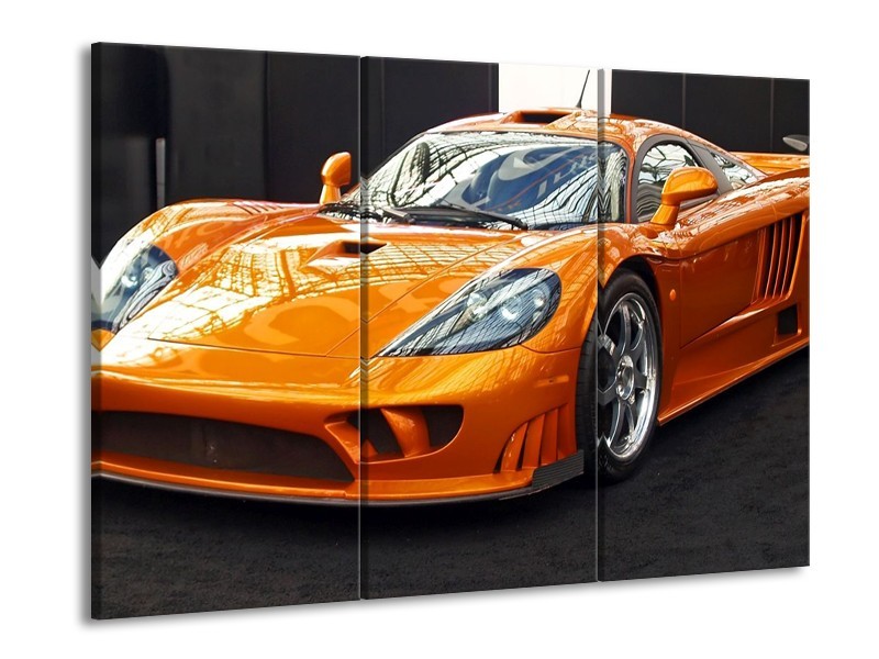 Glas schilderij Auto | Oranje, Grijs, Wit | 90x60cm 3Luik