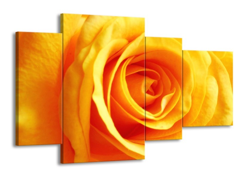 Canvas schilderij Roos | Geel, Oranje | 120x75cm 4Luik