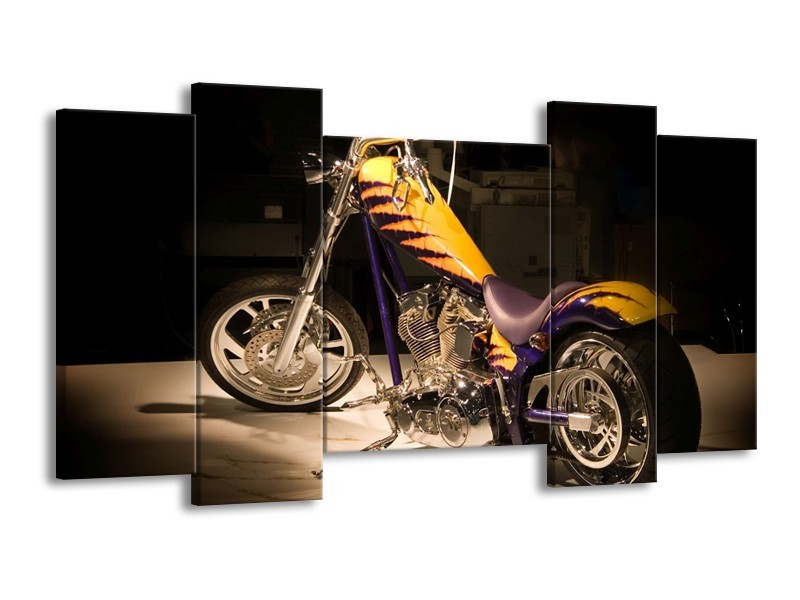 Glas schilderij Motor | Geel, Paars, Zwart | 120x65cm 5Luik