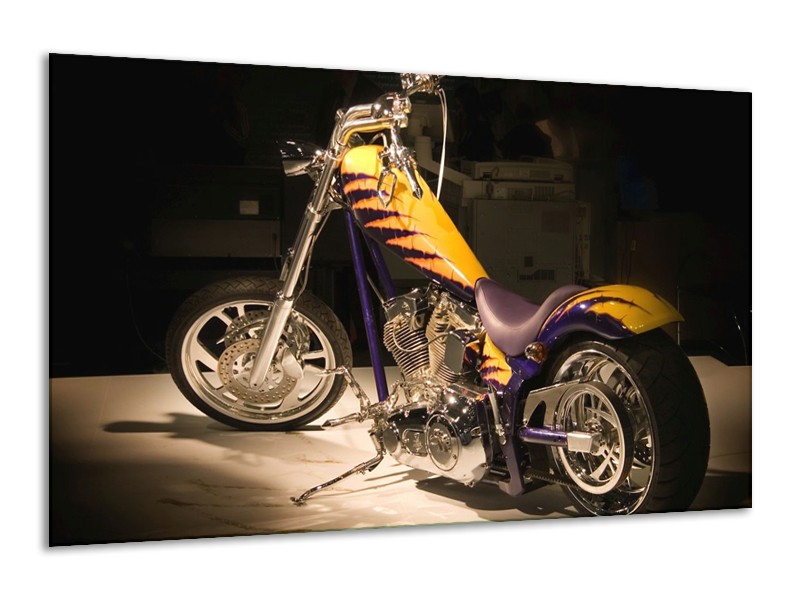 Glas schilderij Motor | Geel, Paars, Zwart | 120x70cm 1Luik