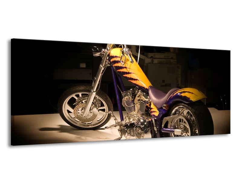 Glas schilderij Motor | Geel, Paars, Zwart | 145x58cm 1Luik