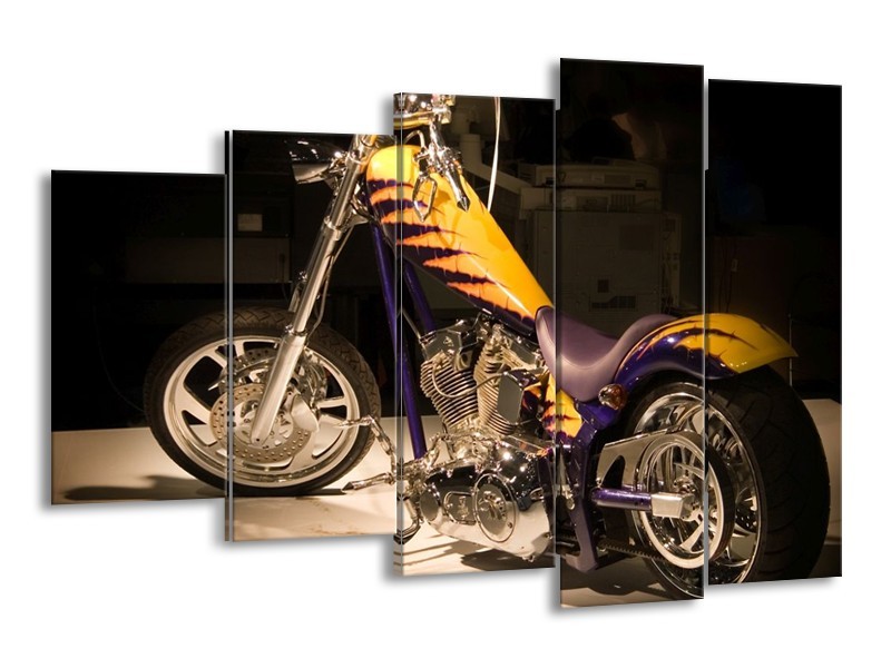Glas schilderij Motor | Geel, Paars, Zwart | 150x100cm 5Luik