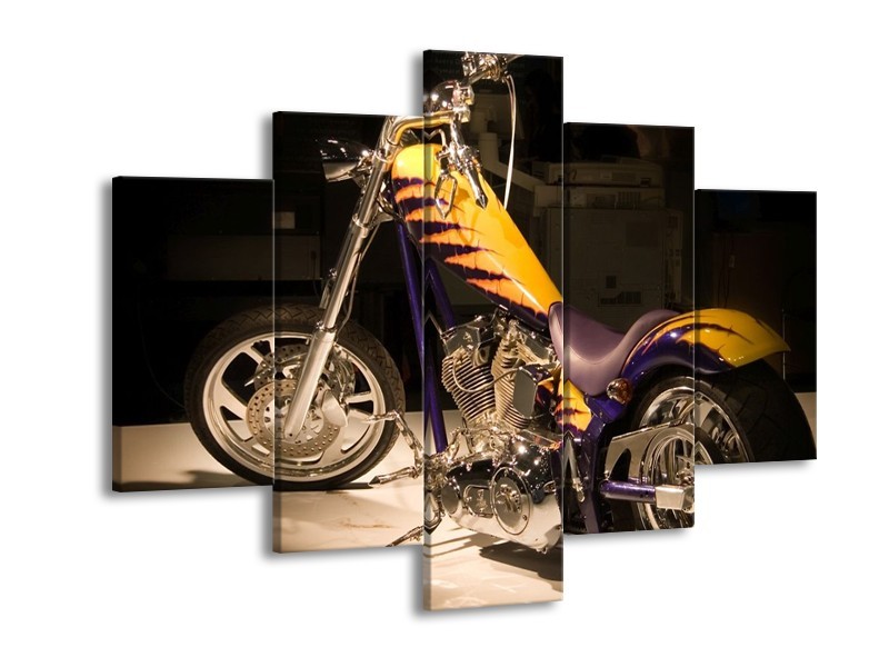 Glas schilderij Motor | Geel, Paars, Zwart | 150x105cm 5Luik