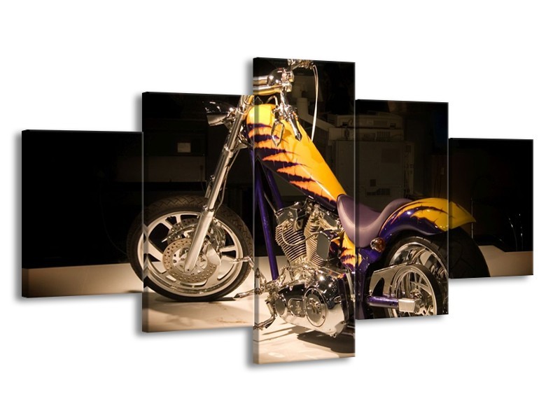 Glas schilderij Motor | Geel, Paars, Zwart | 150x80cm 5Luik
