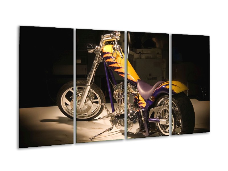 Glas schilderij Motor | Geel, Paars, Zwart | 160x80cm 4Luik