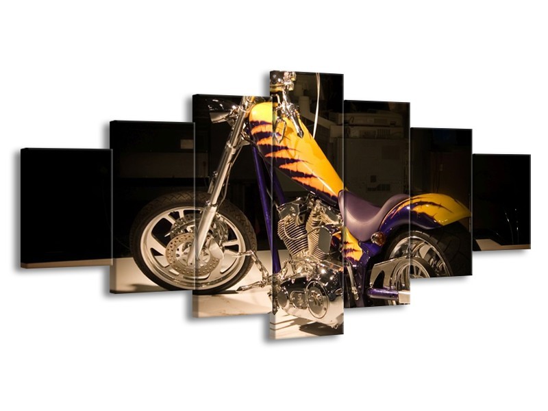 Glas schilderij Motor | Geel, Paars, Zwart | 210x100cm 7Luik