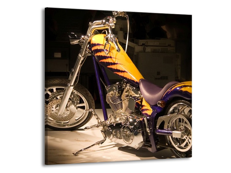 Glas schilderij Motor | Geel, Paars, Zwart | 50x50cm 1Luik