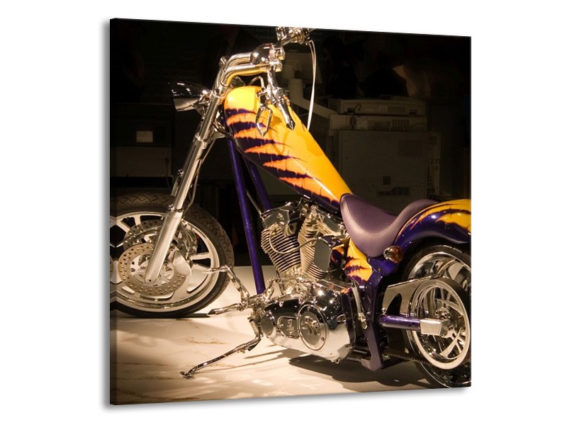 Glas schilderij Motor | Geel, Paars, Zwart | 70x70cm 1Luik