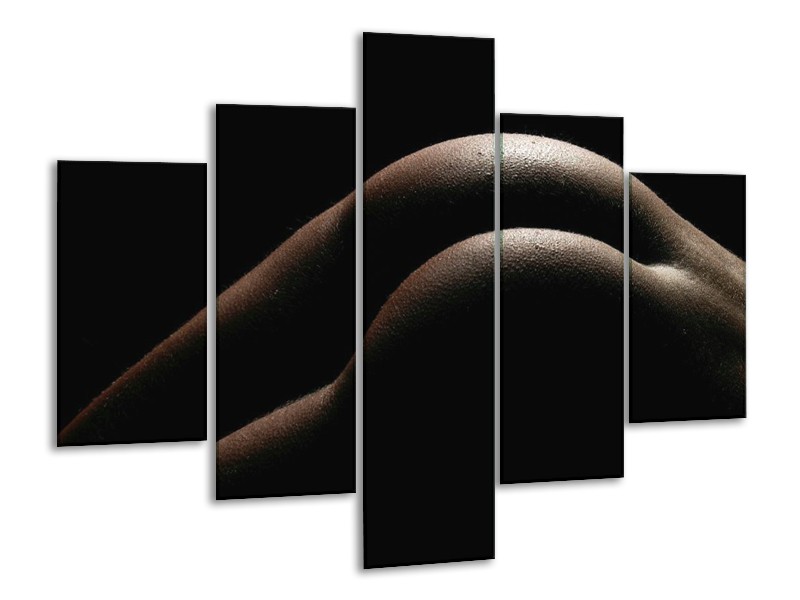 Canvas schilderij Billen | Zwart, Wit, Bruin | 100x70cm 5Luik